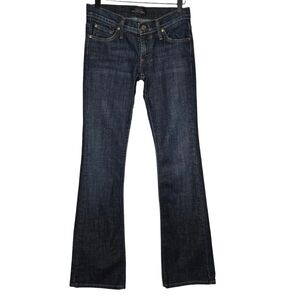 James Cured By Seun Dry Aged Denim Womens Low Rise Dark Wash Flare Jeans Size 25